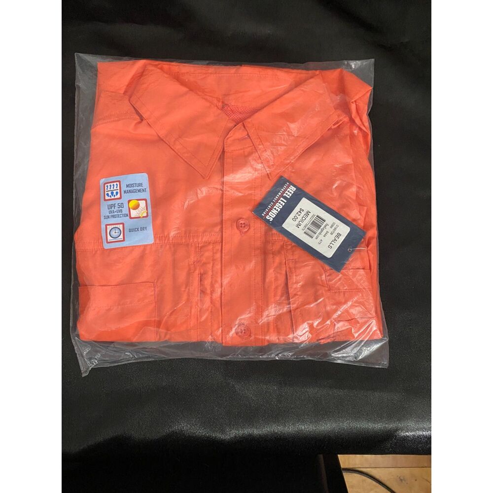NWT Reel Legends Performance Fishing Shirt Men's Medium Coral Orange Quick Dry